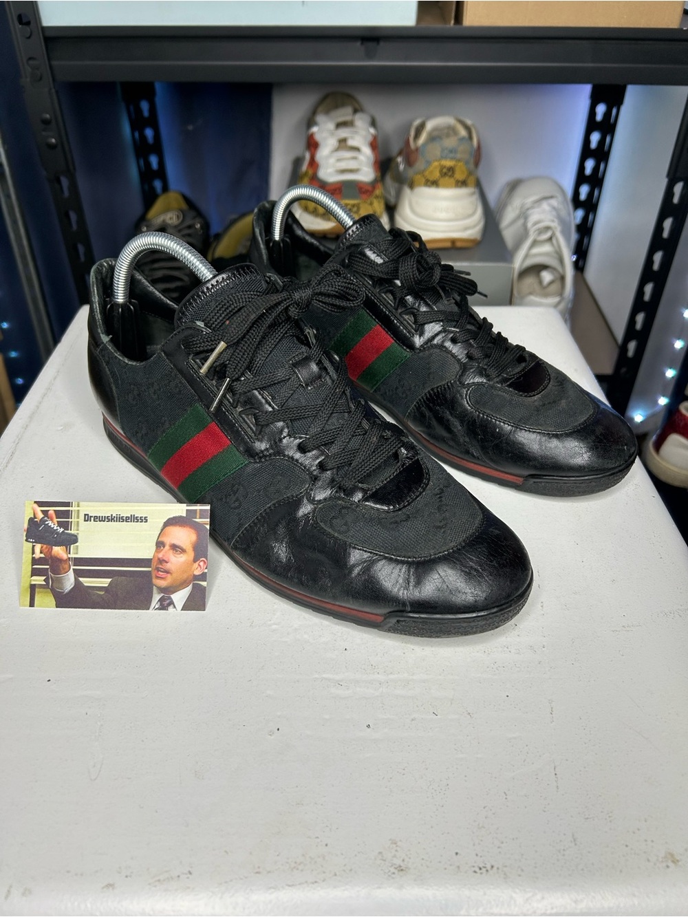 Gucci GG Guccissima Web Stripe Mens Size 9G / 9.5 US Mens Black Sneaker